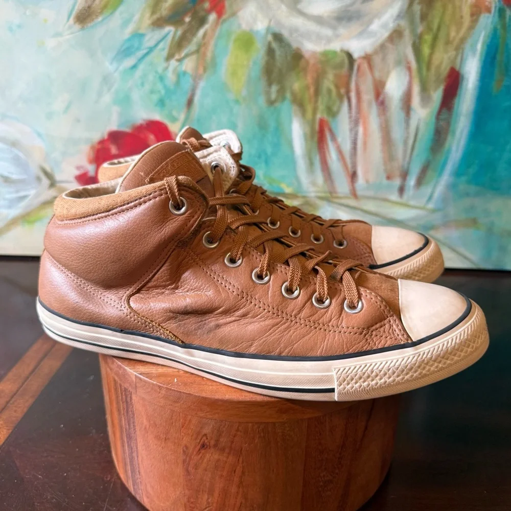 Sz 11M 13W Converse All Star High Street Leather Mid Brown Leather 157471C